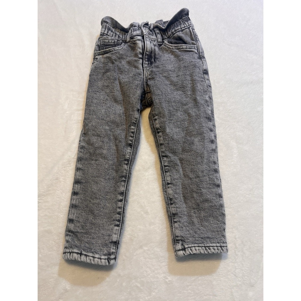 baby Gap 100% cotton Pull-on Fleece lined Straight Jeans Toddler Girls 4T Gray